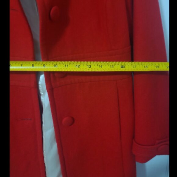 J. Crew Classic Red Wool Blend Coat with Fabric Covered Buttons and Pockets - Picture 8 of 12